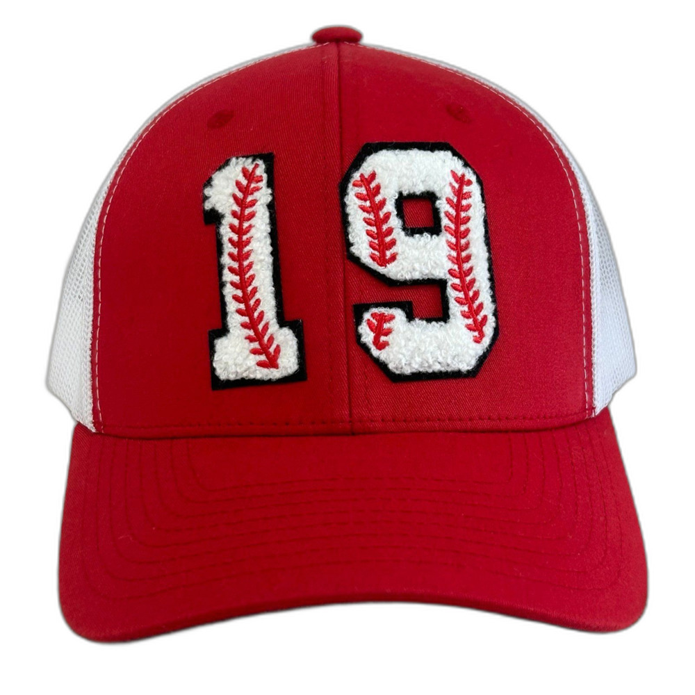 The Classics Cap Hat Unisex Snapback Red White Baseball 19 Embroidery Numbers